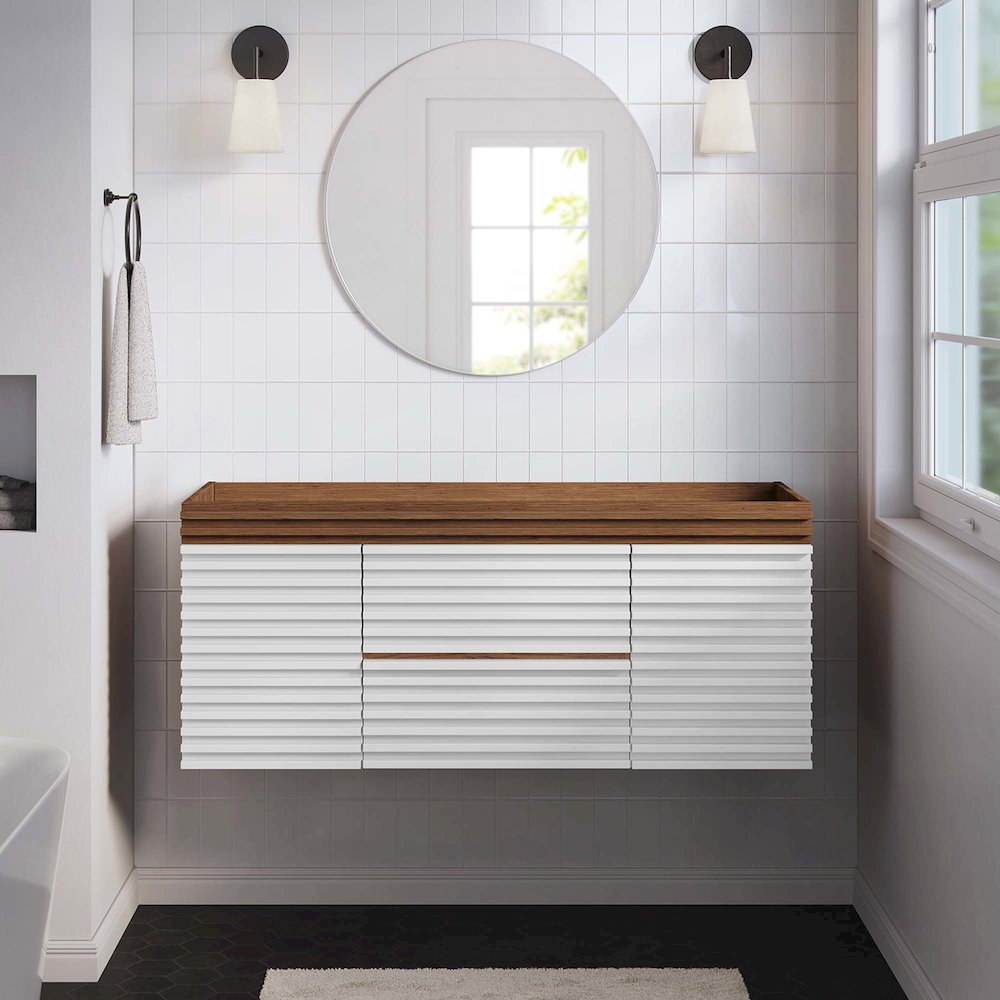 Render 48" Single Sink Compatible (Not Included) Bathroom Vanity Cabinet. Picture 8