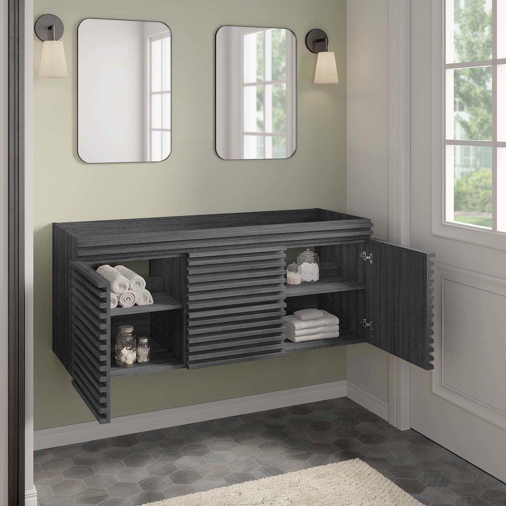 Render 48" Double Sink Compatible (Not Included) Bathroom Vanity Cabinet. Picture 9