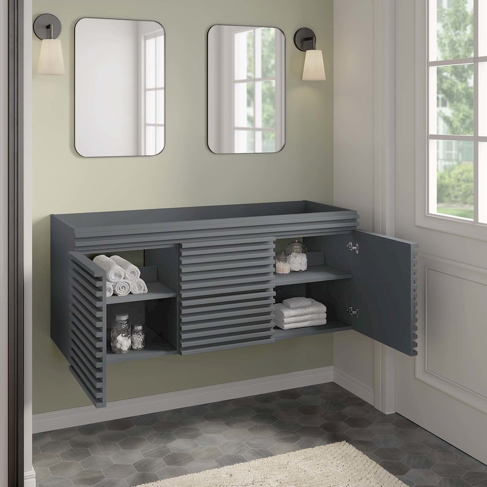 Render 48" Double Sink Compatible (Not Included) Bathroom Vanity Cabinet. Picture 8