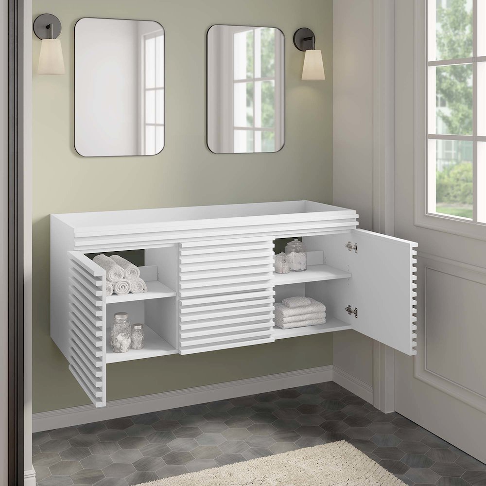 Render 48" Double Sink Compatible (Not Included) Bathroom Vanity Cabinet. Picture 9