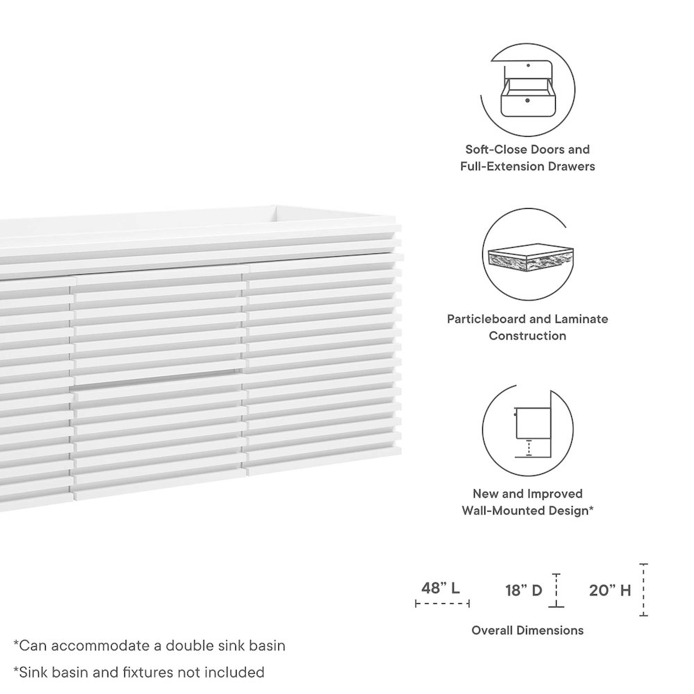 Render 48" Double Sink Compatible (Not Included) Bathroom Vanity Cabinet. Picture 2