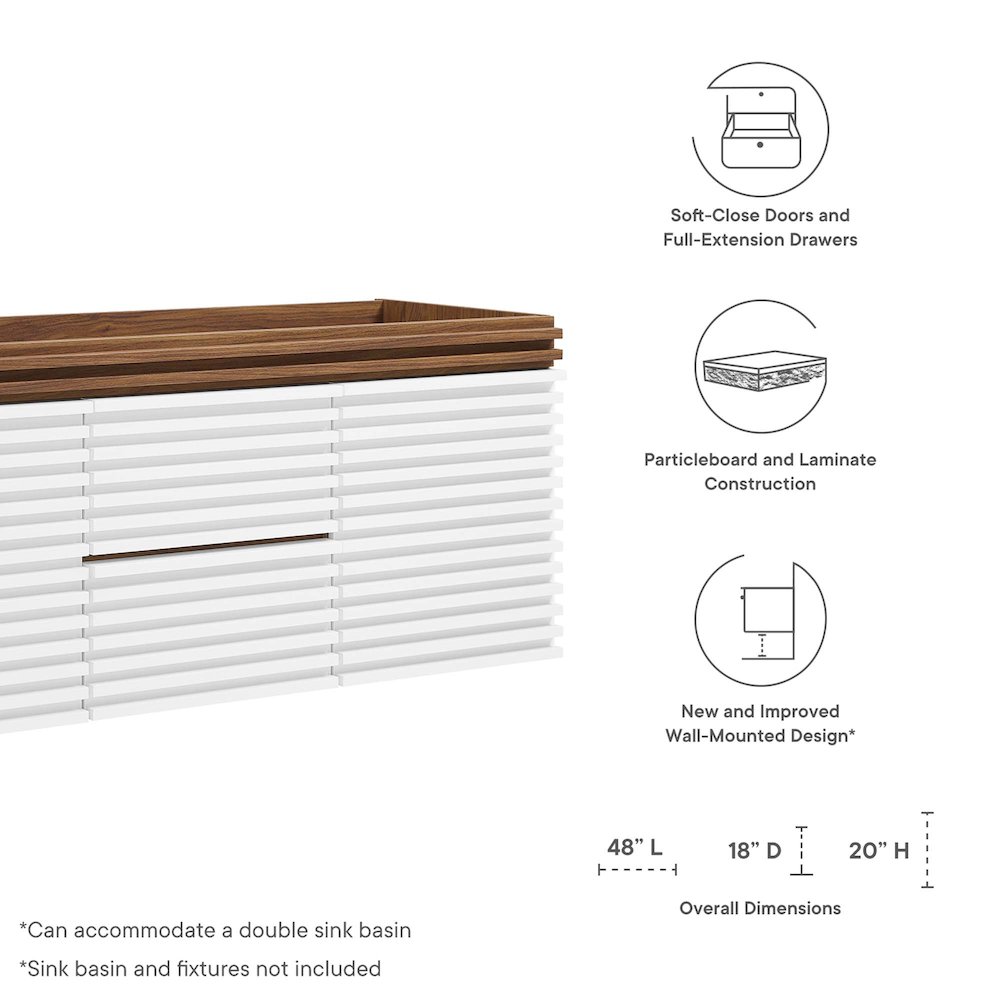 Render 48" Double Sink Compatible (Not Included) Bathroom Vanity Cabinet. Picture 2