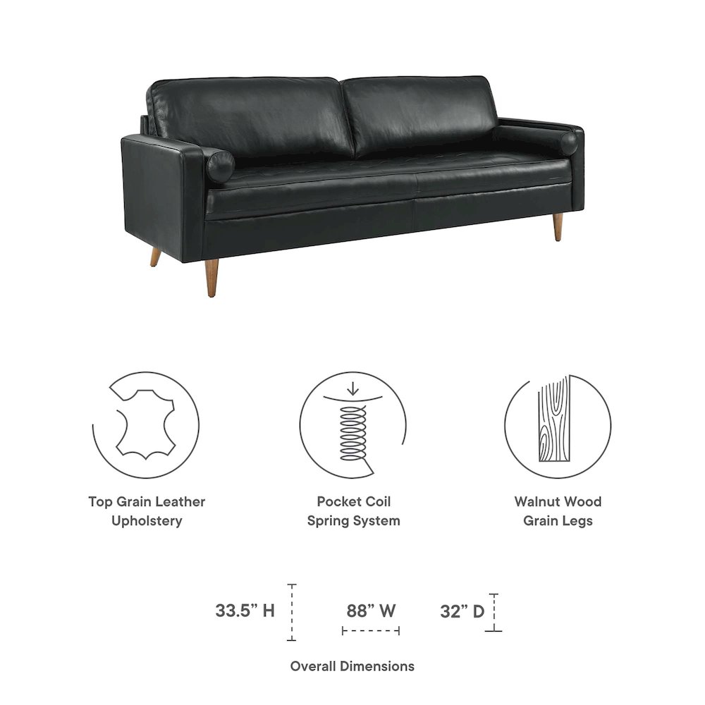 Valour 88" Leather Sofa. Picture 2