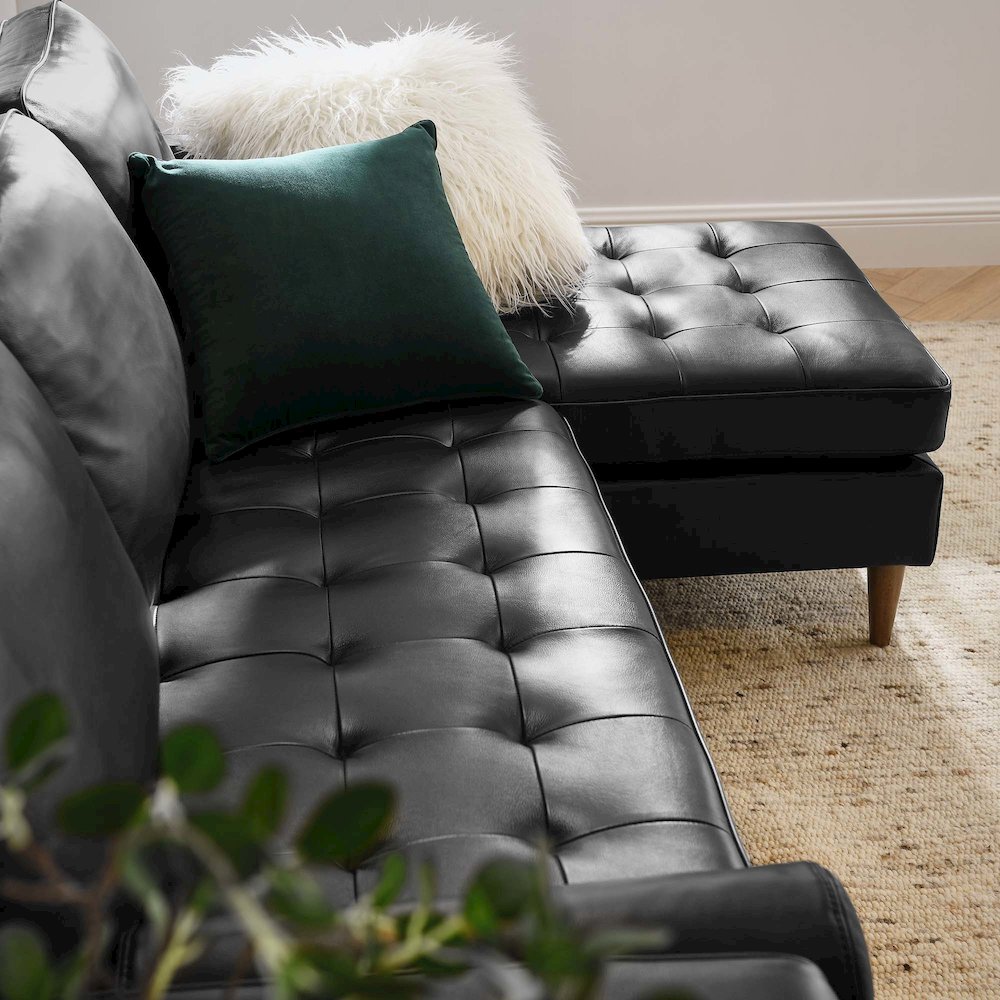 Valour 78" Leather Apartment Sectional Sofa. Picture 9