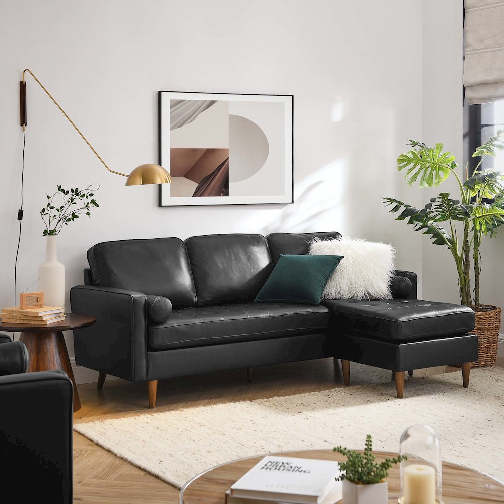 Valour 78" Leather Apartment Sectional Sofa. Picture 8