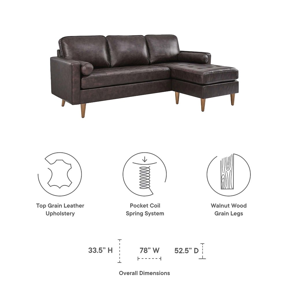 Valour 78" Leather Apartment Sectional Sofa. Picture 2