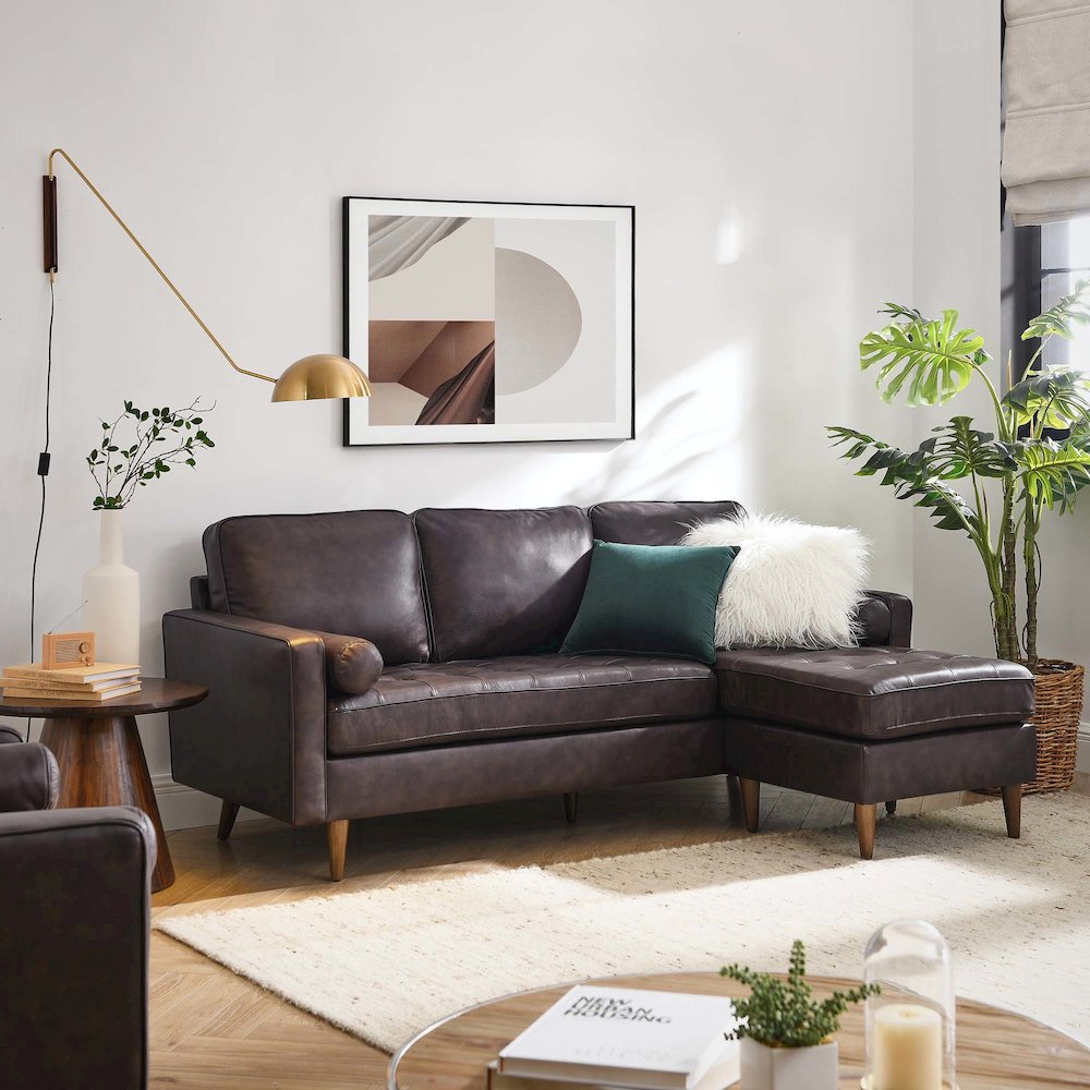 Valour 78" Leather Apartment Sectional Sofa. Picture 8