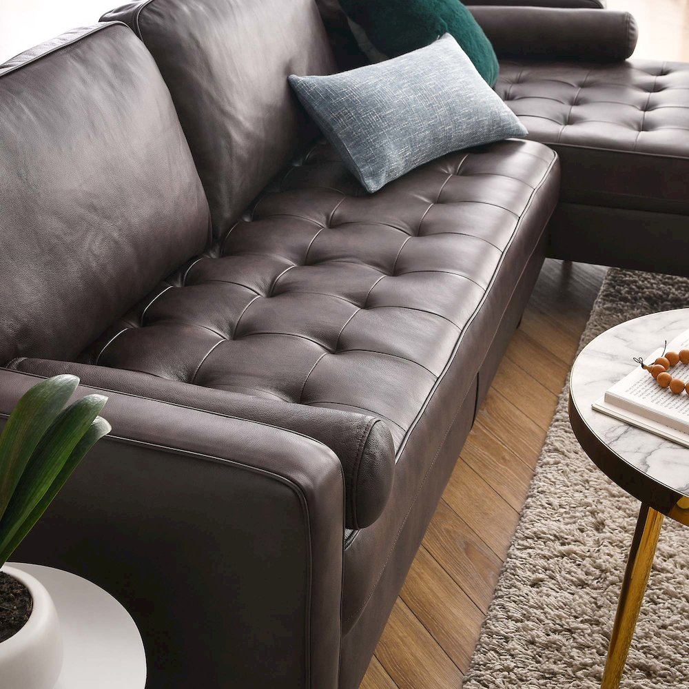 Valour 98" Leather Sectional Sofa. Picture 8