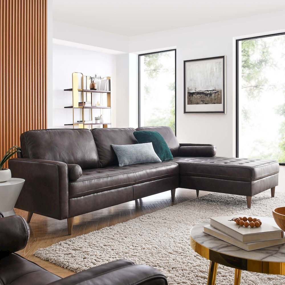Valour 98" Leather Sectional Sofa. Picture 7