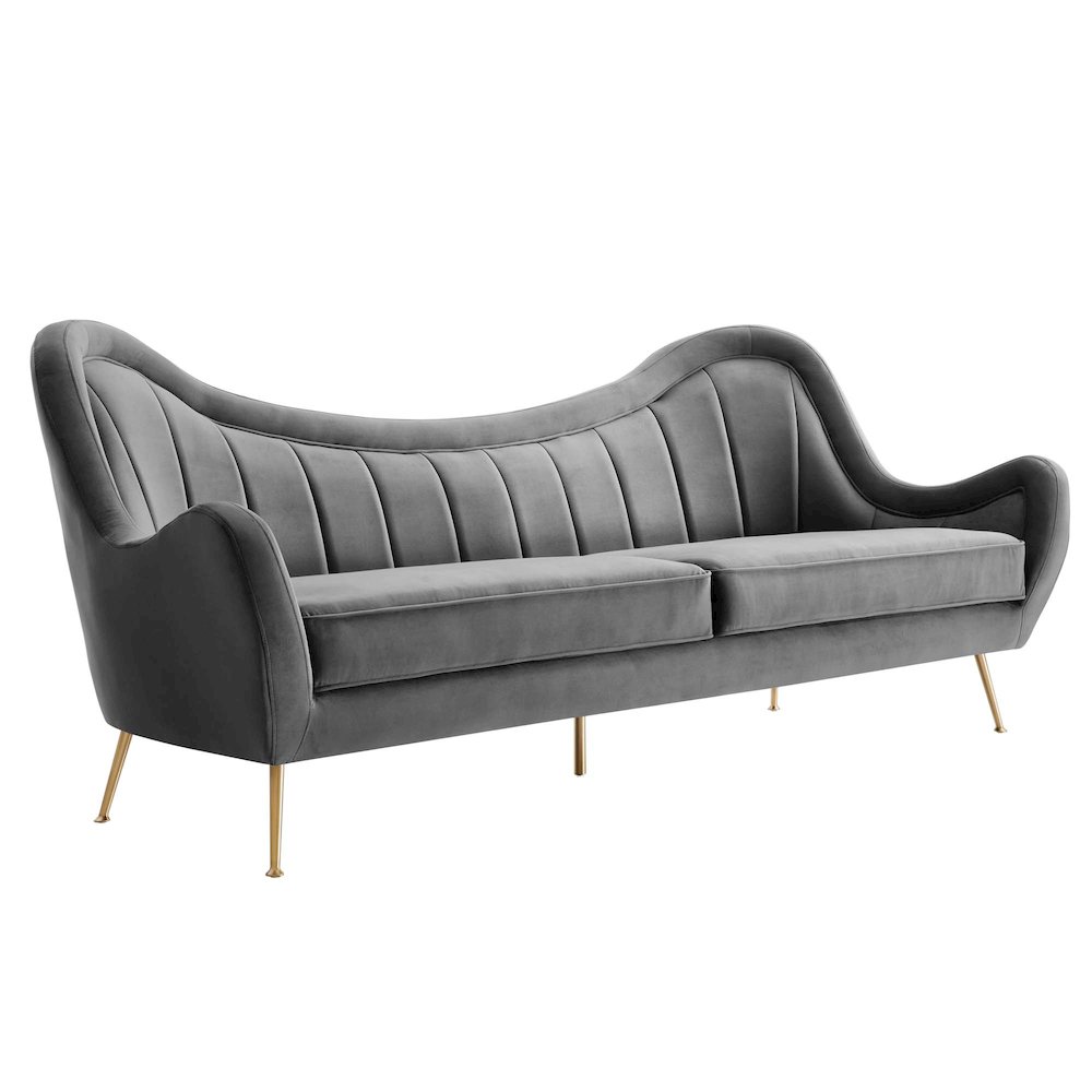 Cheshire Channel Tufted Performance Velvet Sofa. Picture 1