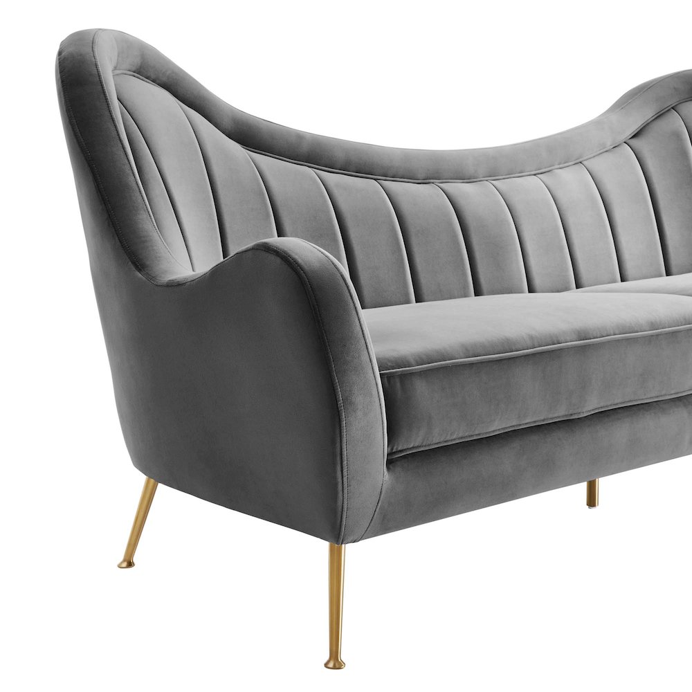Cheshire Channel Tufted Performance Velvet Sofa. Picture 6