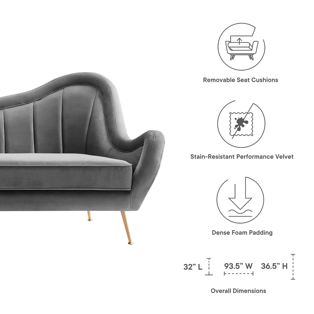 Cheshire Channel Tufted Performance Velvet Sofa. Picture 2