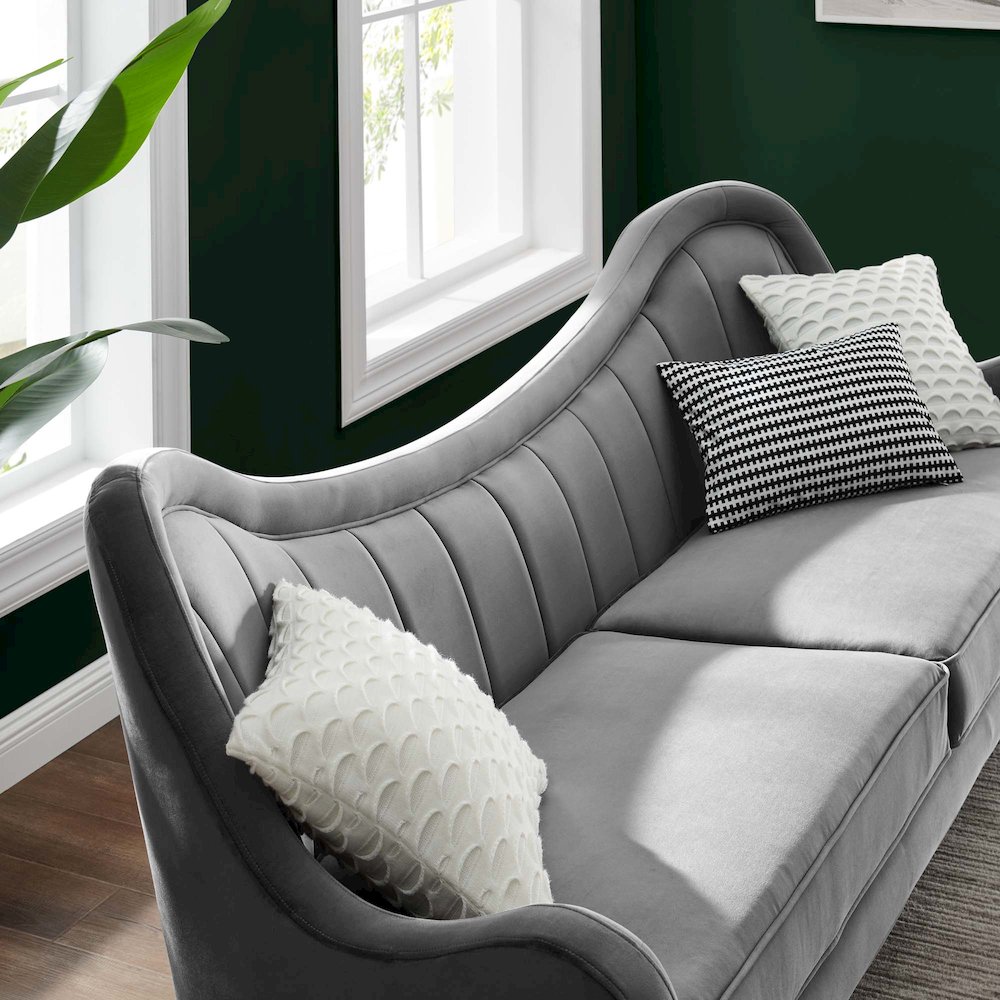 Cheshire Channel Tufted Performance Velvet Sofa. Picture 9