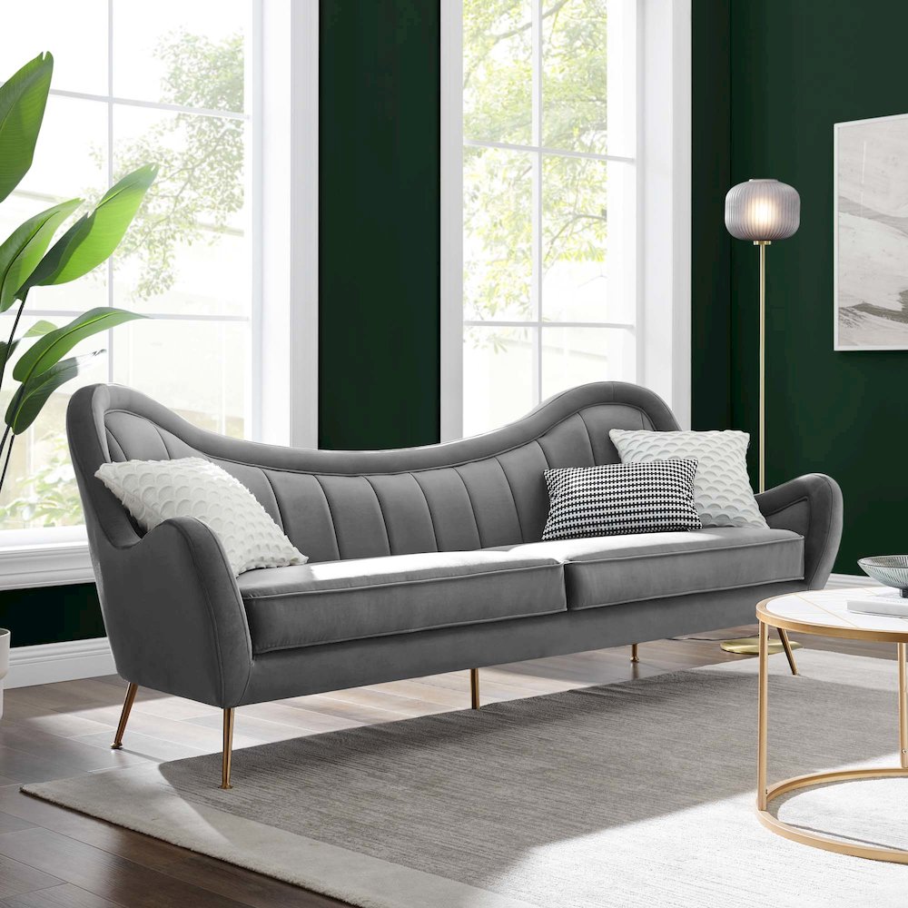Cheshire Channel Tufted Performance Velvet Sofa. Picture 8