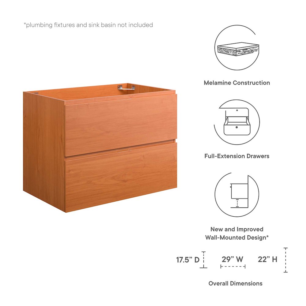 Scenic 30" Wall-Mount Bathroom Vanity Cabinet (Sink Basin Not Included). Picture 2