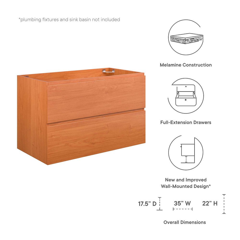 Scenic 36" Wall-Mount Bathroom Vanity Cabinet (Sink Basin Not Included). Picture 2