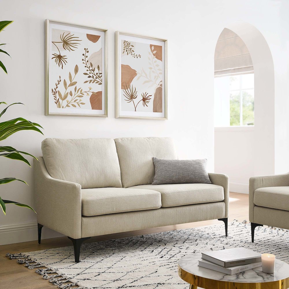 Corland Upholstered Fabric Loveseat. Picture 8