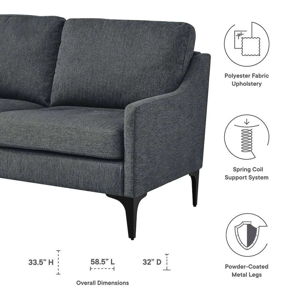 Corland Upholstered Fabric Loveseat. Picture 2
