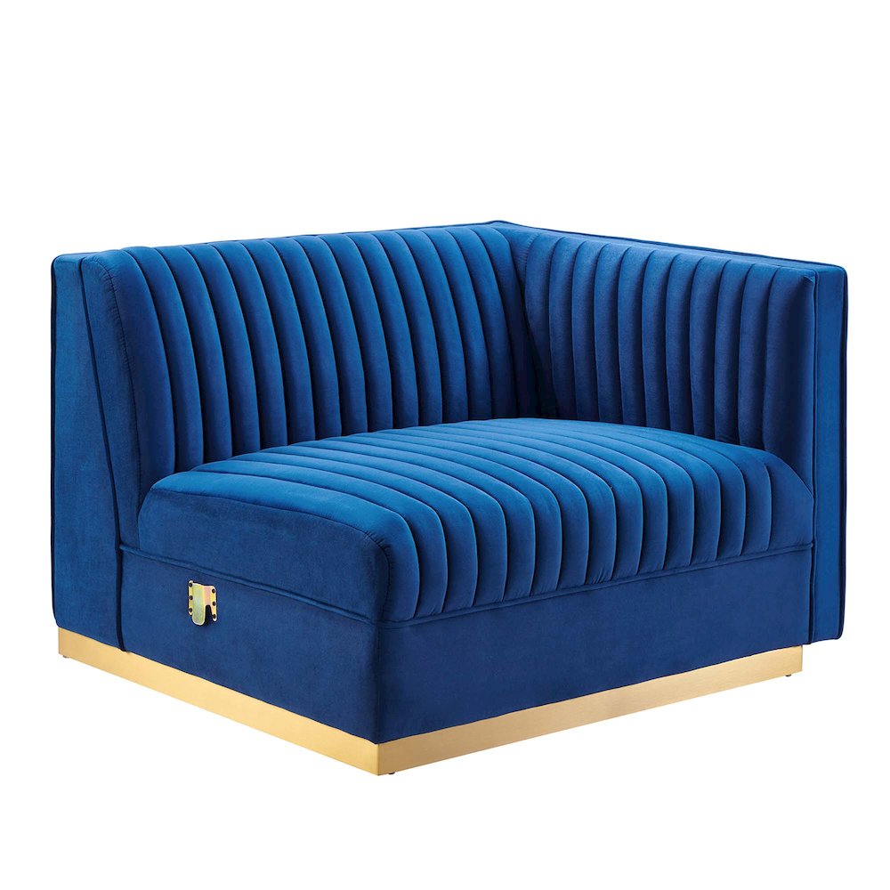 Channel Tufted Performance Velvet Modular Sectional Sofa Right-Arm Chair. Picture 1