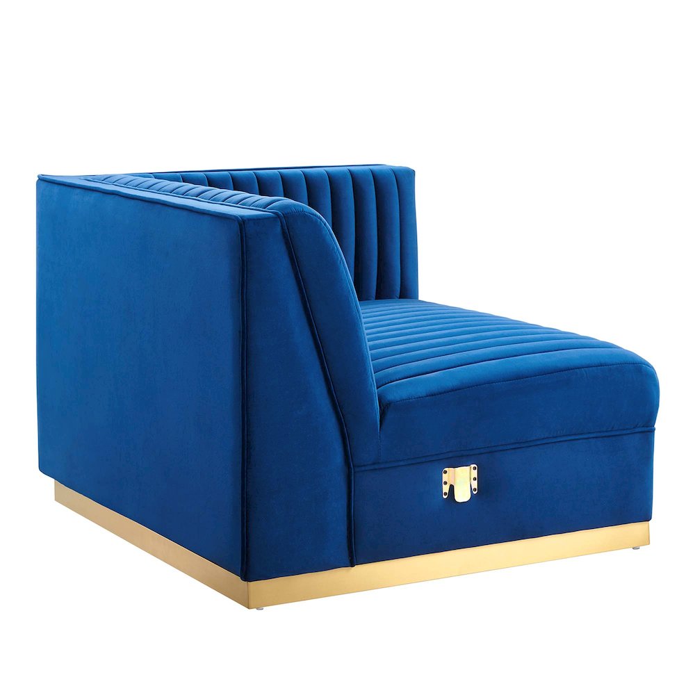 Channel Tufted Performance Velvet Modular Sectional Sofa Right-Arm Chair. Picture 3