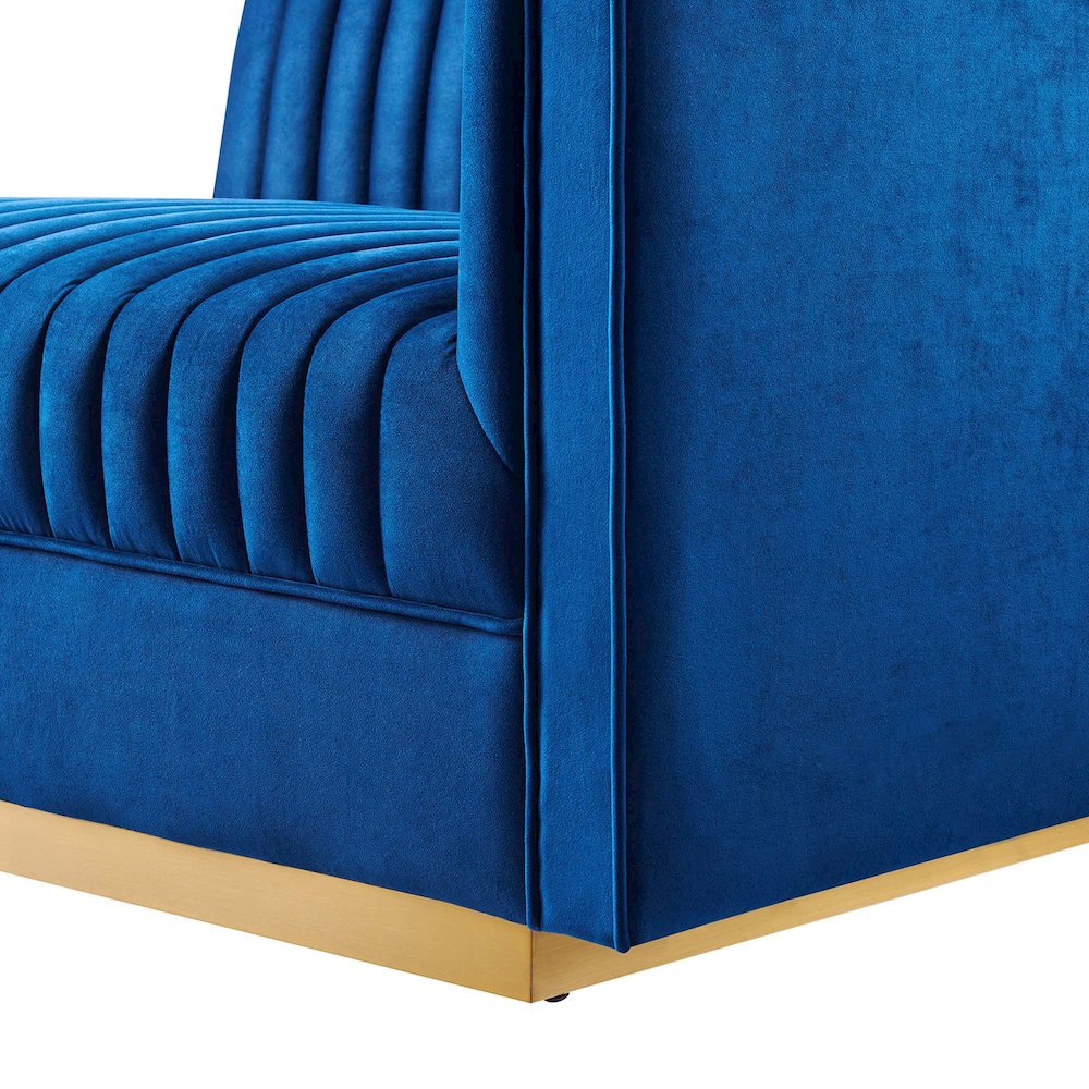 Channel Tufted Performance Velvet Modular Sectional Sofa Right-Arm Chair. Picture 6