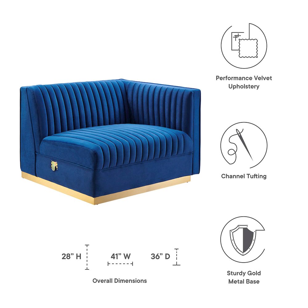 Channel Tufted Performance Velvet Modular Sectional Sofa Right-Arm Chair. Picture 2