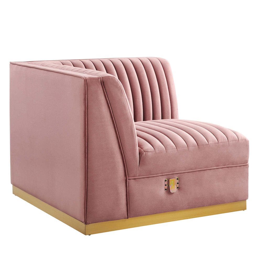 Channel Tufted Performance Velvet Modular Sectional Sofa Left Corner Chair. Picture 1