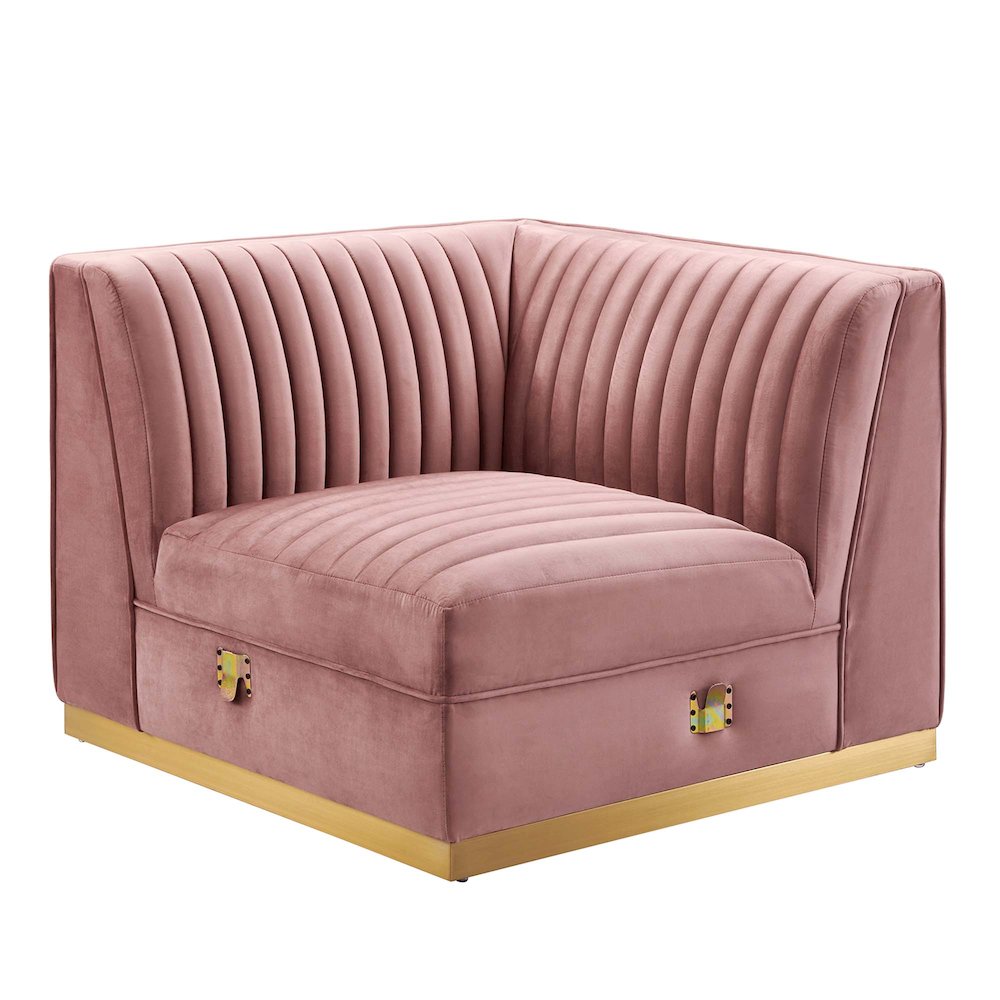 Channel Tufted Performance Velvet Modular Sectional Sofa Left Corner Chair. Picture 3