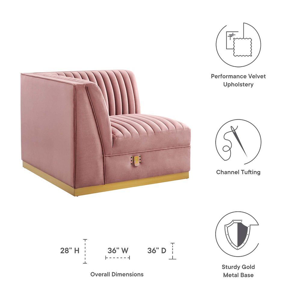 Channel Tufted Performance Velvet Modular Sectional Sofa Left Corner Chair. Picture 2