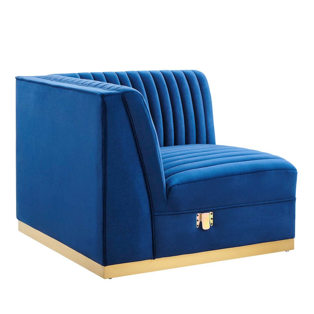 Channel Tufted Performance Velvet Modular Sectional Sofa Right Corner Chair. Picture 1