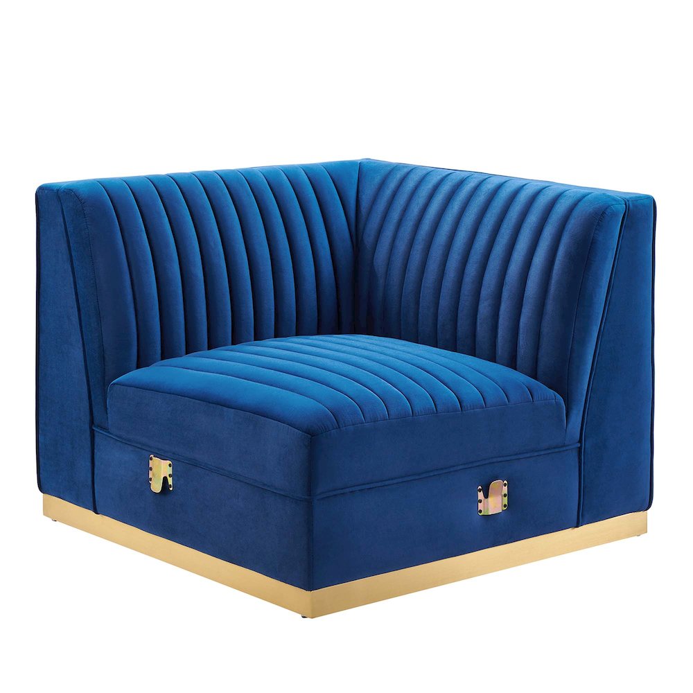 Channel Tufted Performance Velvet Modular Sectional Sofa Right Corner Chair. Picture 3