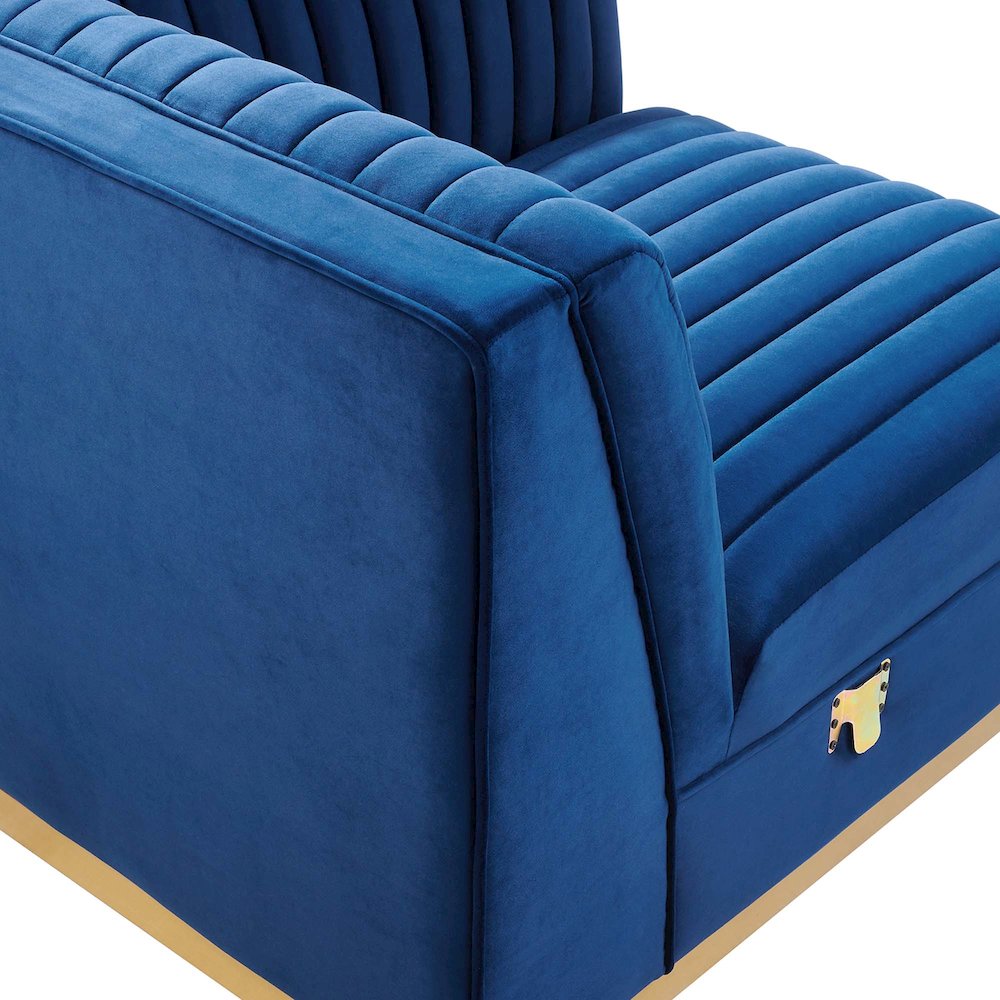 Channel Tufted Performance Velvet Modular Sectional Sofa Right Corner Chair. Picture 6