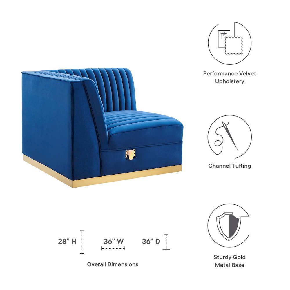 Channel Tufted Performance Velvet Modular Sectional Sofa Right Corner Chair. Picture 2