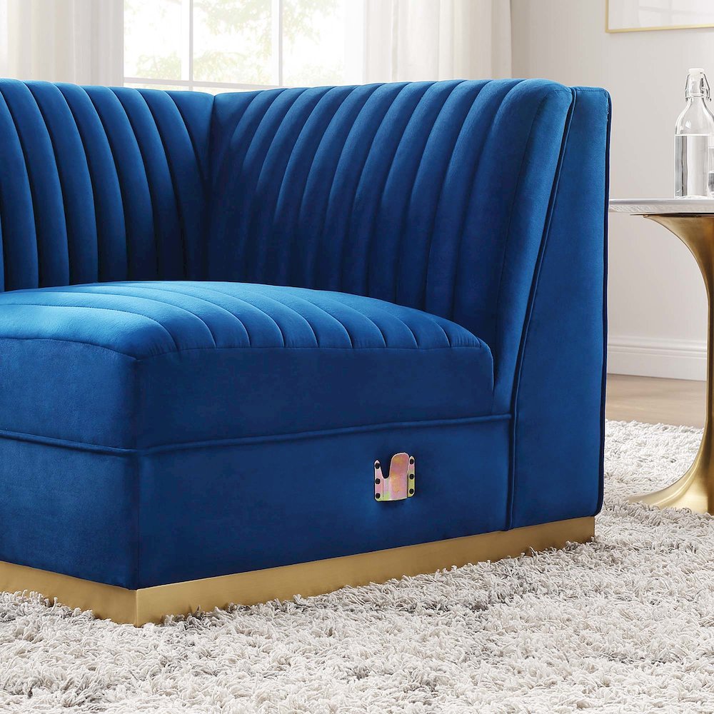 Channel Tufted Performance Velvet Modular Sectional Sofa Right Corner Chair. Picture 8