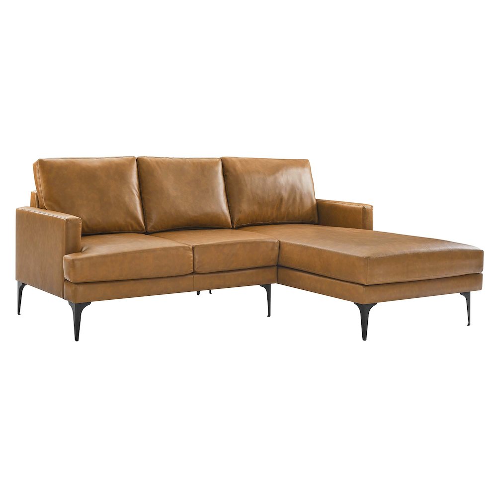 Evermore Right-Facing Vegan Leather Sectional Sofa. Picture 1