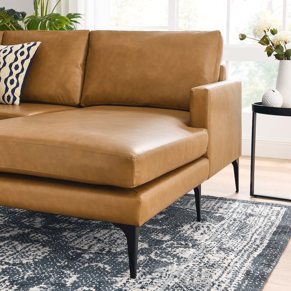 Evermore Right-Facing Vegan Leather Sectional Sofa. Picture 8