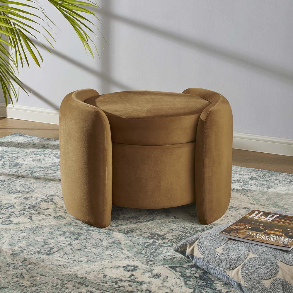 Nebula Upholstered Performance Velvet Ottoman. Picture 9