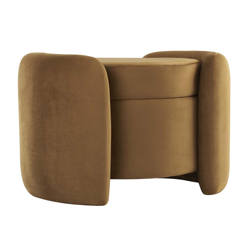 Nebula Upholstered Performance Velvet Ottoman. Picture 1