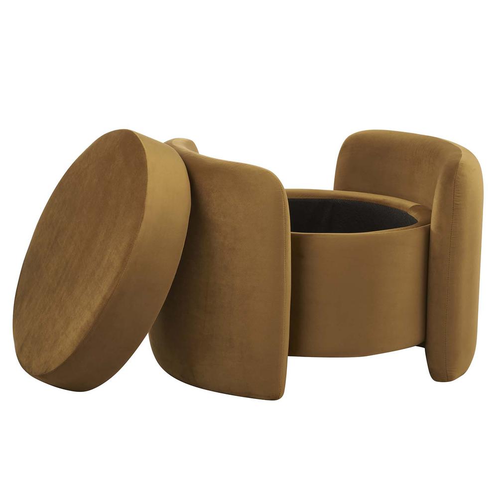 Nebula Upholstered Performance Velvet Ottoman. Picture 2