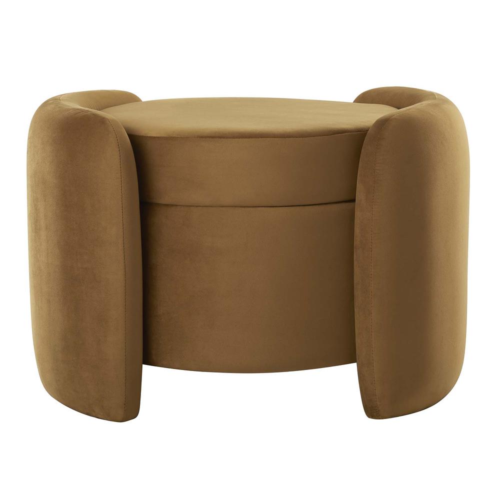 Nebula Upholstered Performance Velvet Ottoman. Picture 4