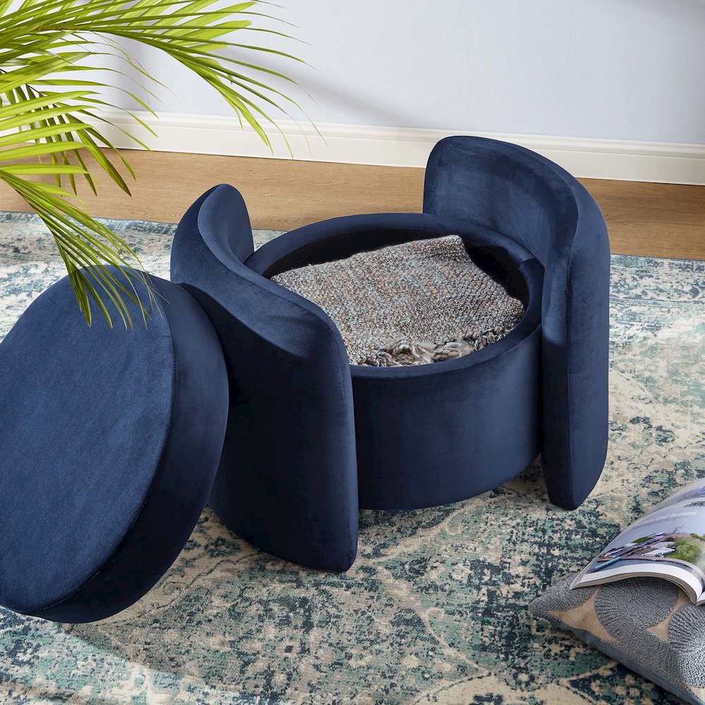 Nebula Upholstered Performance Velvet Ottoman. Picture 10