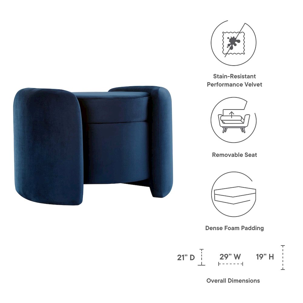 Nebula Upholstered Performance Velvet Ottoman. Picture 2