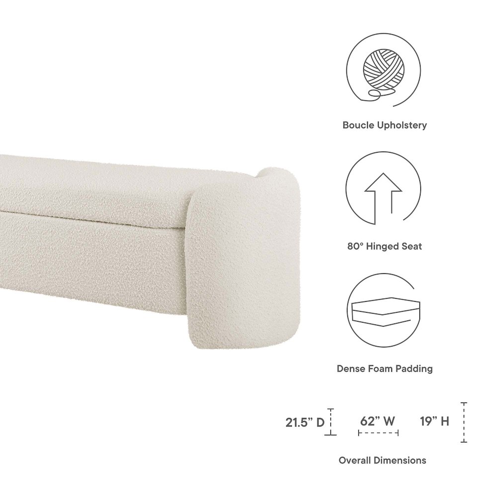 Nebula Boucle Upholstered Bench. Picture 2