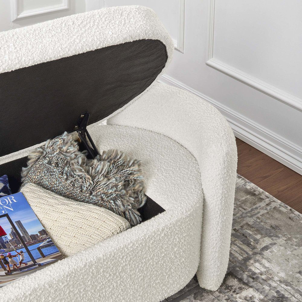 Nebula Boucle Upholstered Bench. Picture 8