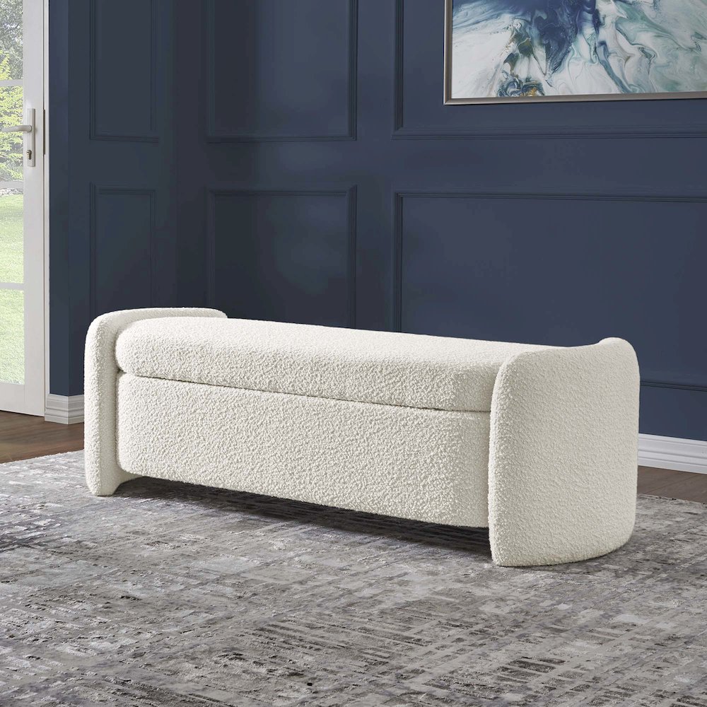 Nebula Boucle Upholstered Bench. Picture 7