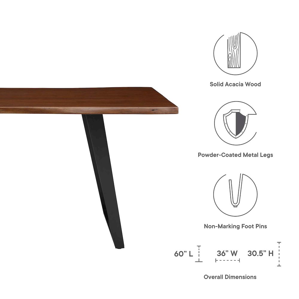 Viggo 60" Live Edge Acacia Wood Acacia Wood Dining Table. Picture 2