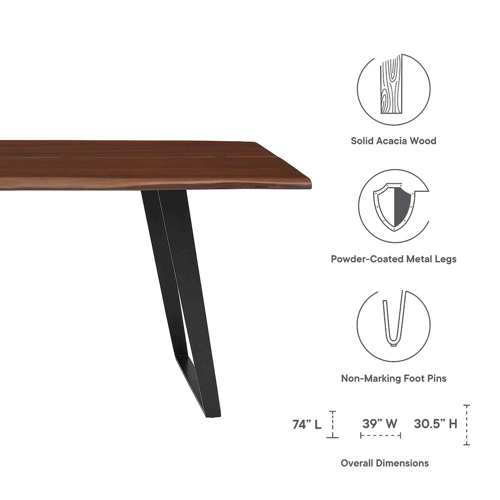 Viggo 74" Live Edge Acacia Wood Dining Table. Picture 2