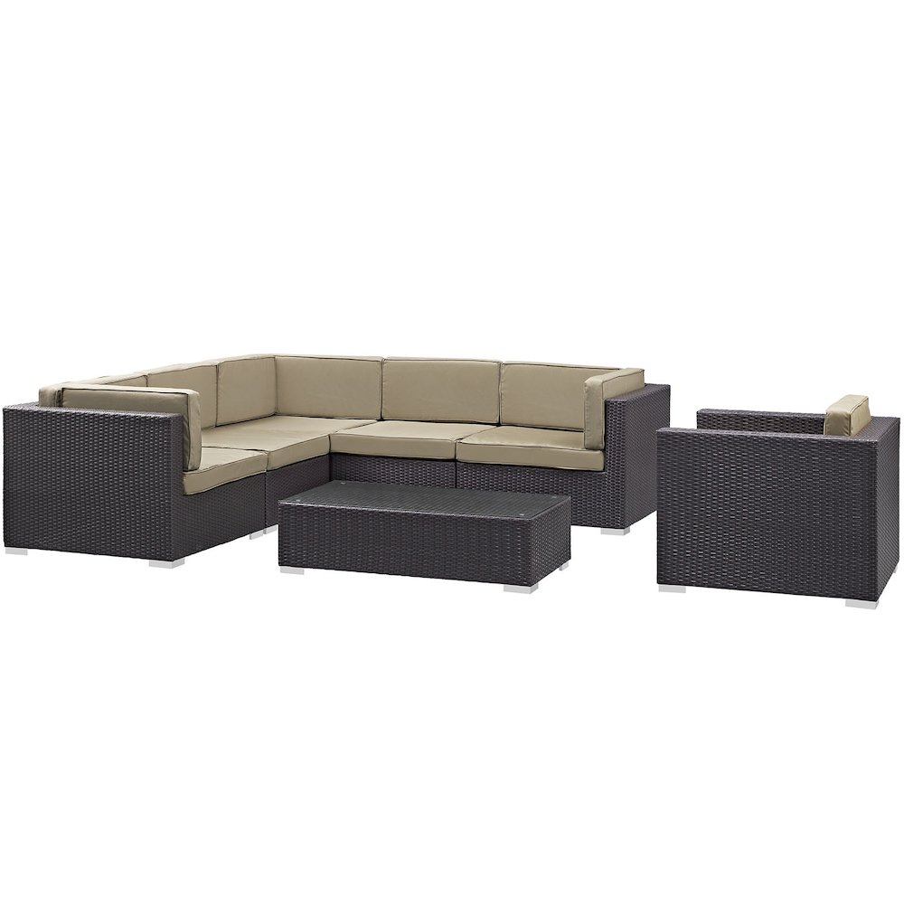 Corona 7 Piece Outdoor Patio Sectional Set. Picture 1
