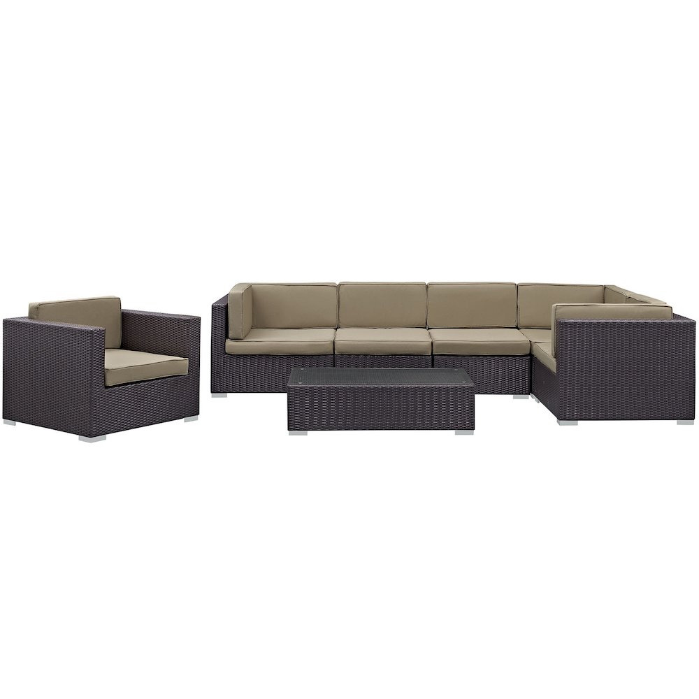 Corona 7 Piece Outdoor Patio Sectional Set. Picture 4