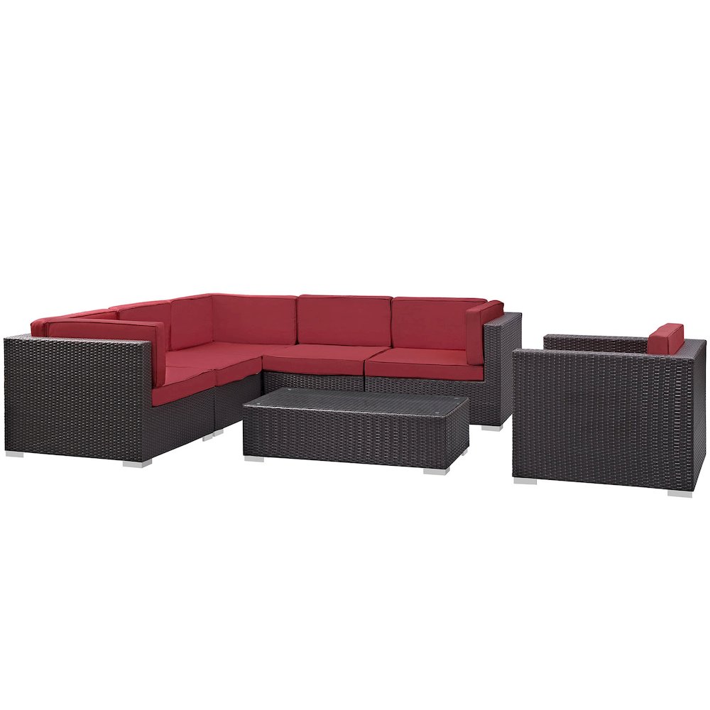 Corona 7 Piece Outdoor Patio Sectional Set. Picture 1